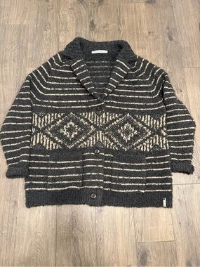 Woolrich Charcoal & Off-White Shawl Collar Diamond Stripe Cardigan